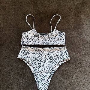 Nasty Gal Black and White Spotted Bikini